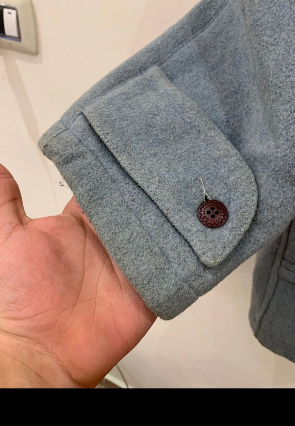 Vintage wool blend classic Blue hood toggle Duffle coat 48R XL
