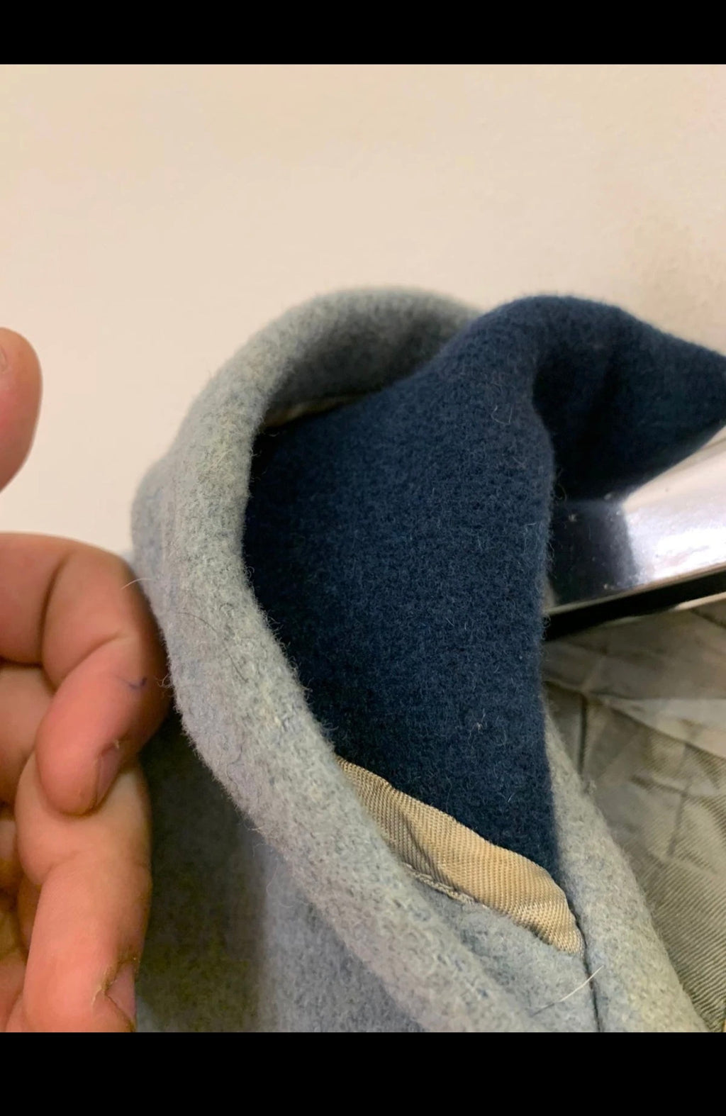 Vintage wool blend classic Blue hood toggle Duffle coat 48R XL