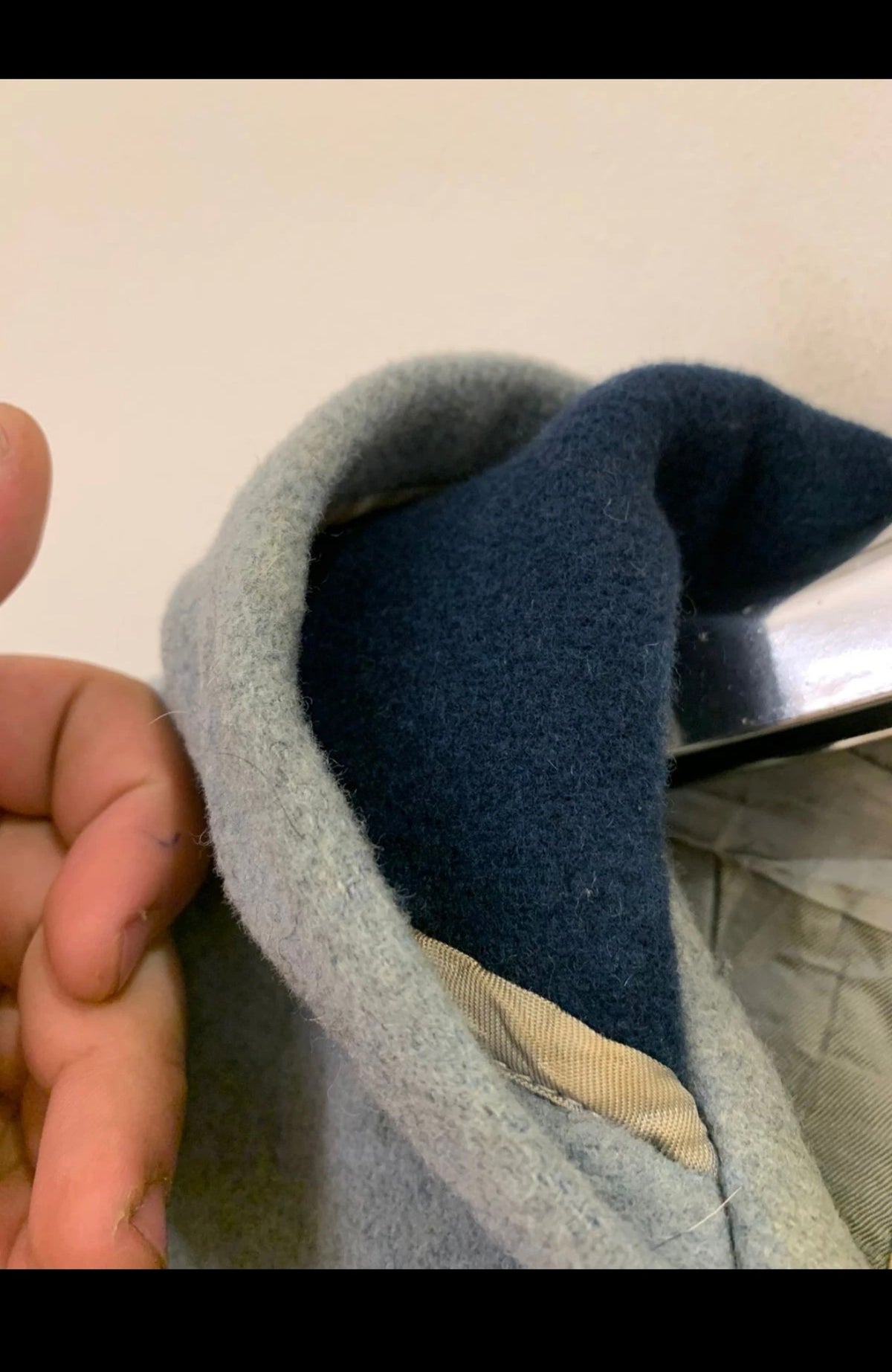 Vintage wool blend classic Blue hood toggle Duffle coat 48R XL