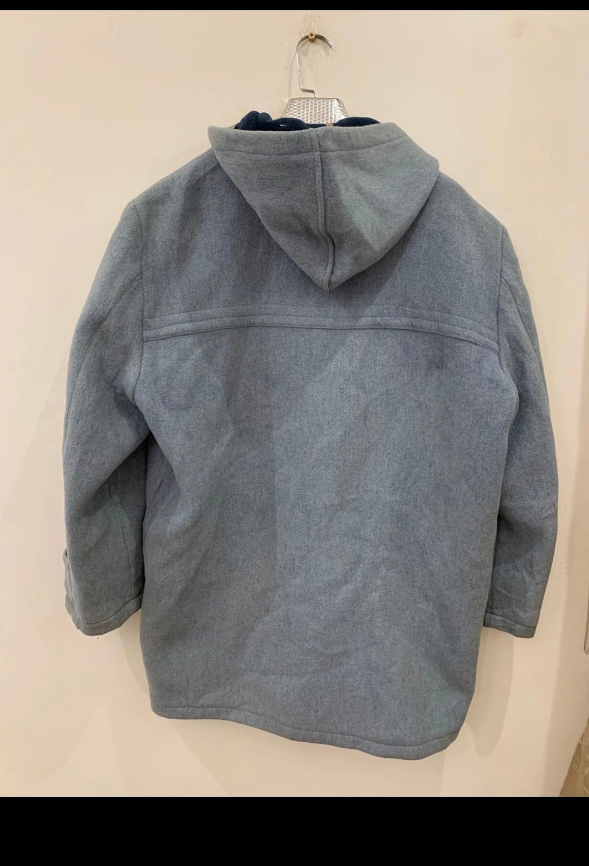 Vintage wool blend classic Blue hood toggle Duffle coat 48R XL