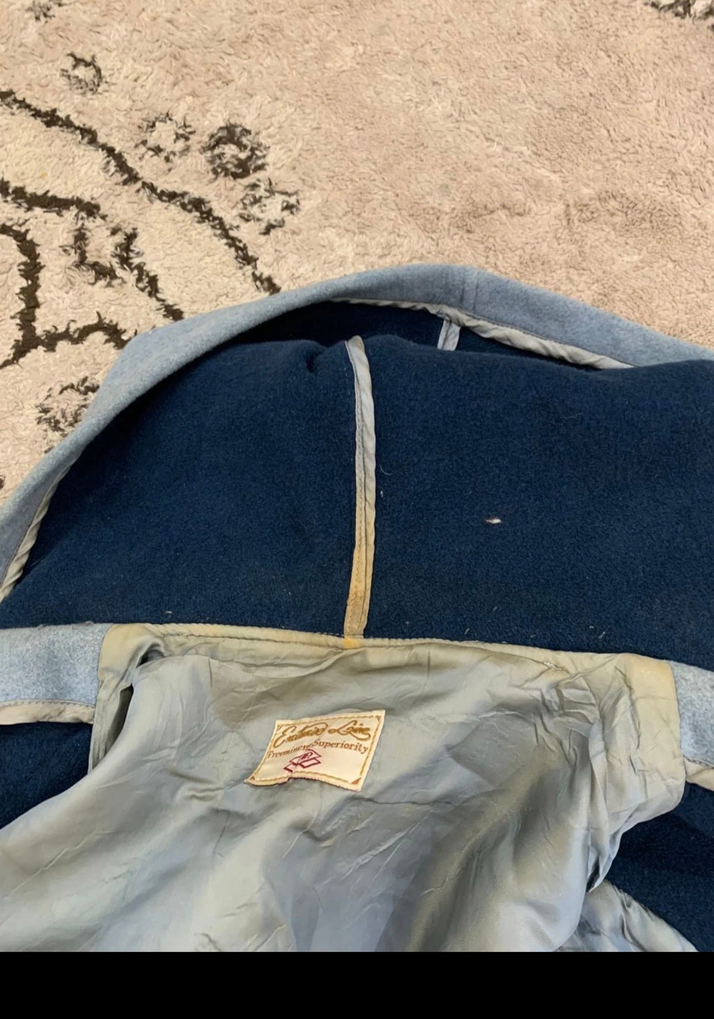 Vintage wool blend classic Blue hood toggle Duffle coat 48R XL