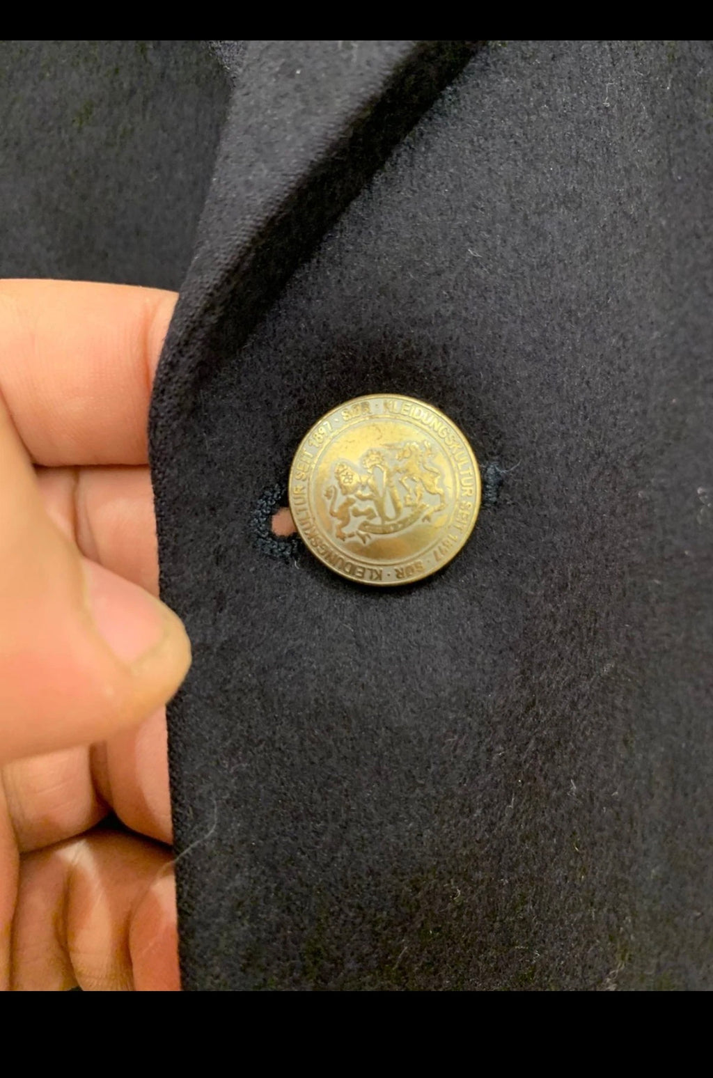 Vintage Wool Cashmere classic gold button black jacket blazer 42R 42L