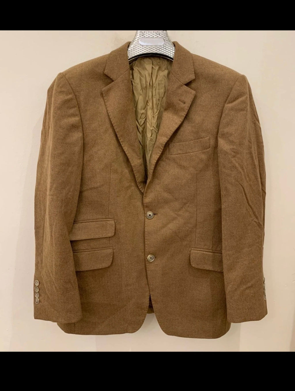 Vintage Sartoria 100% Camel hair brown classic herringbone jacket blazer 40R
