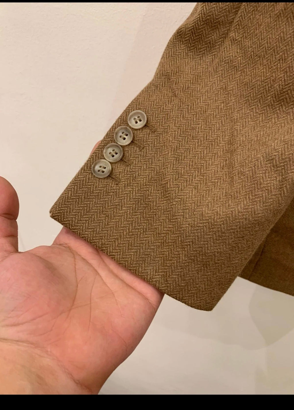 Vintage Sartoria 100% Camel hair brown classic herringbone jacket blazer 40R