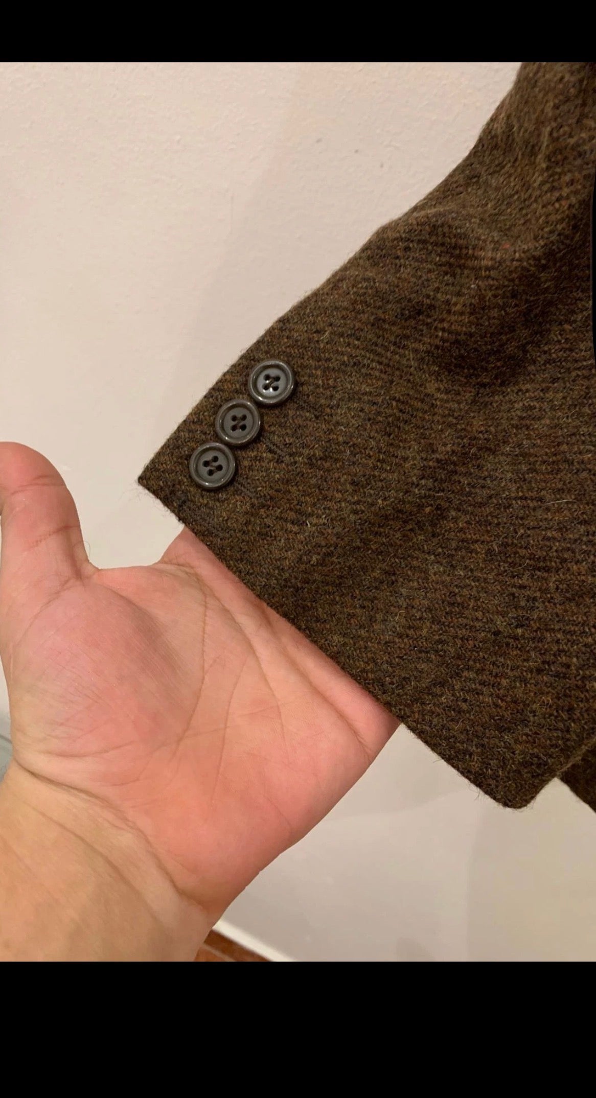Vintage pure wool handwoven tweed brownish classic hunting jacket blazer 44R