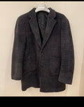 Classic style wool blended herringbone plaid charcoal over coat jacket 42R