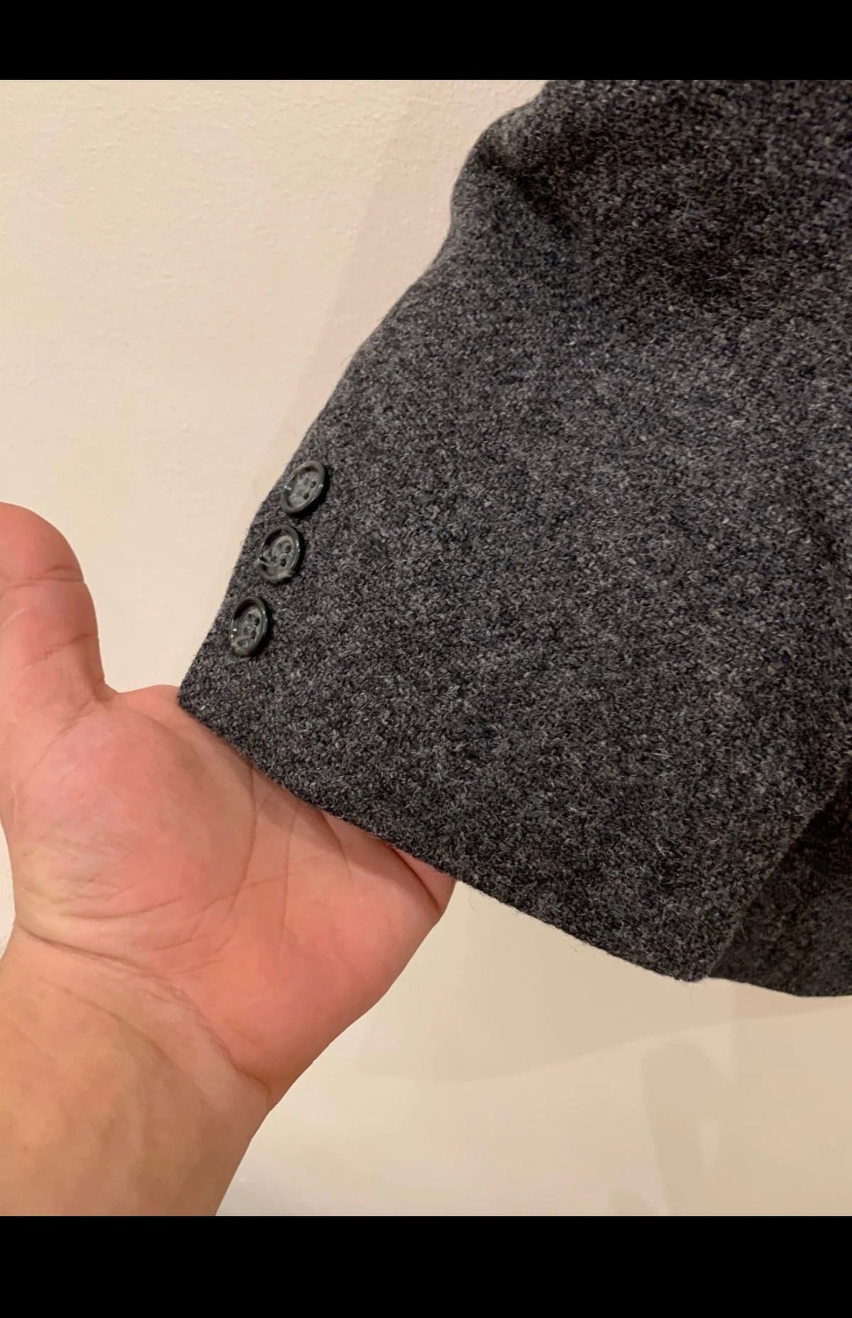 1970s Vintage  pure wool handwoven tweed charcoal hunting jacket blazer 40R