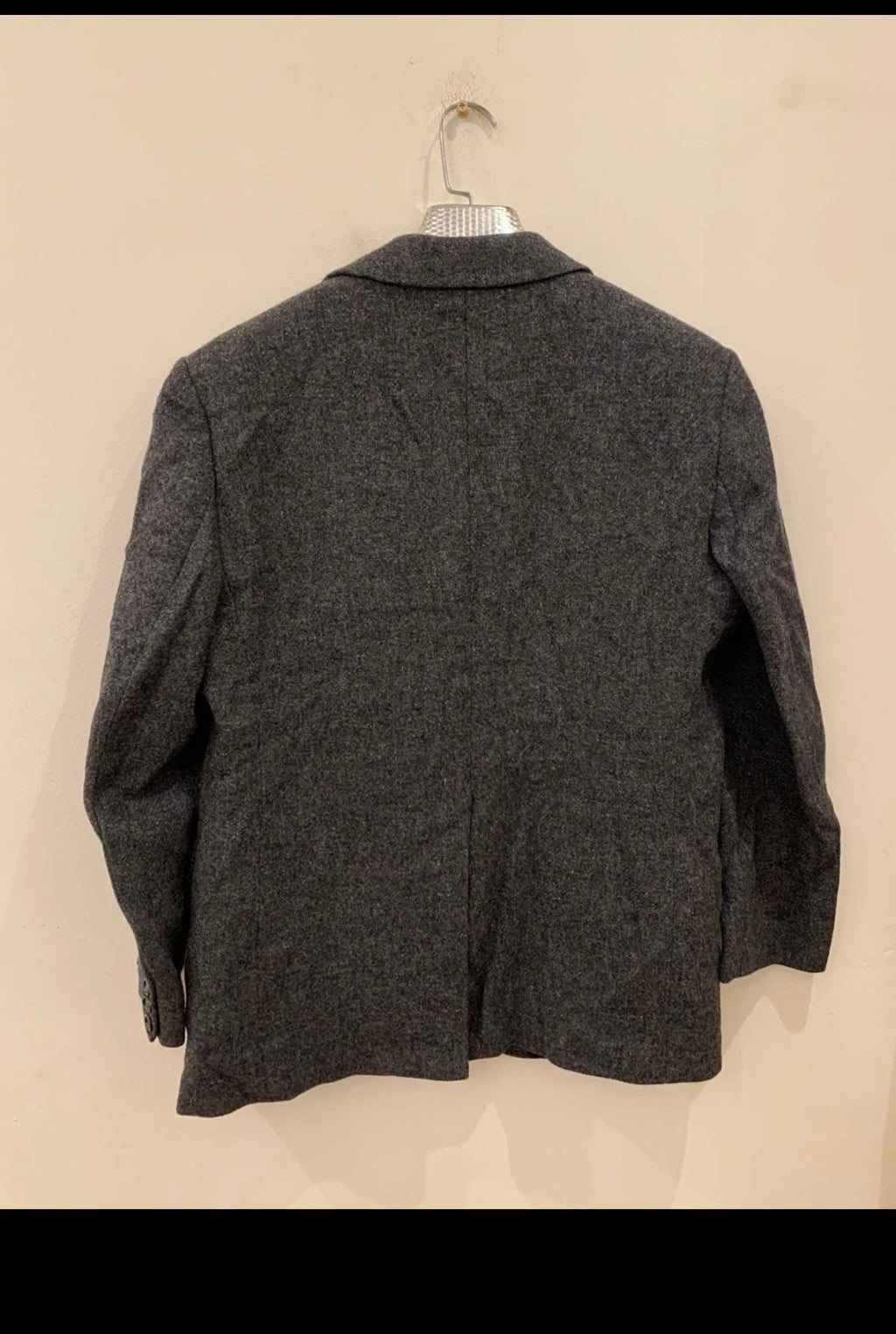 1970s Vintage  pure wool handwoven tweed charcoal hunting jacket blazer 40R