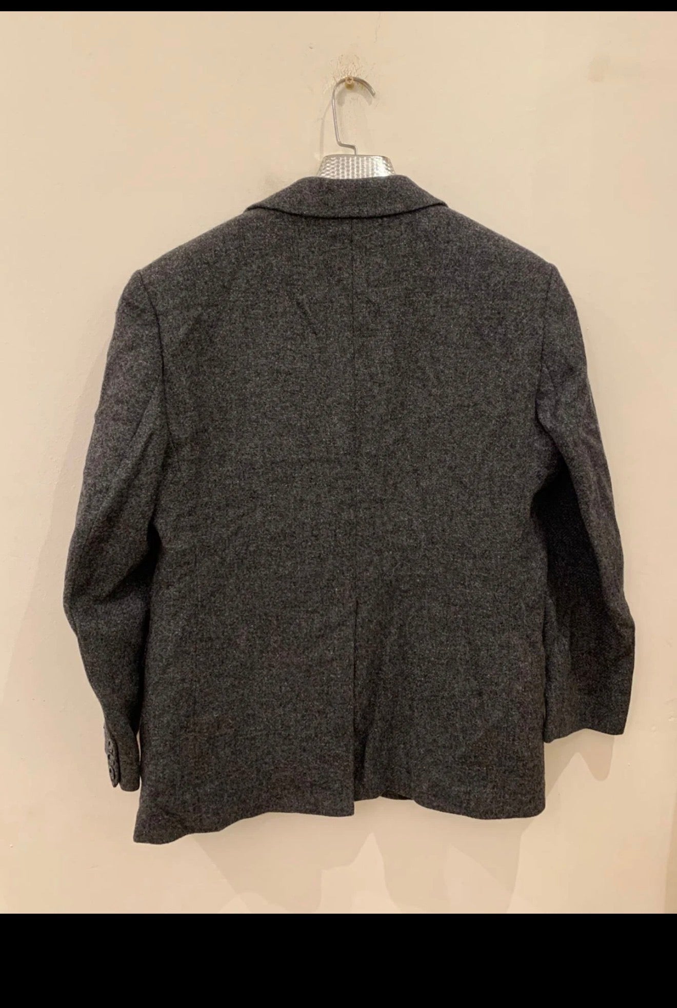 1970s Vintage  pure wool handwoven tweed charcoal hunting jacket blazer 40R