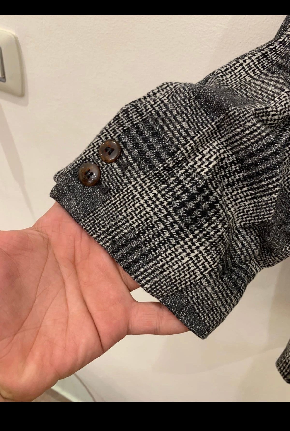 Vintage wool blend glen check gray classic hunting jacket blazer 42R