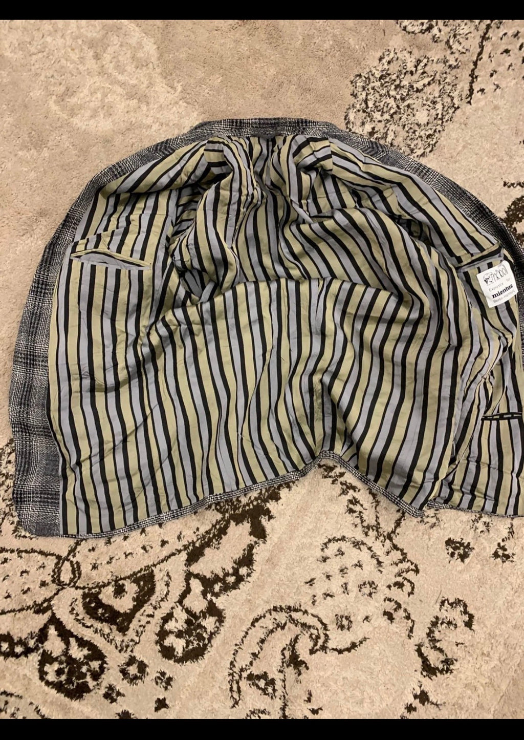 Vintage wool blend glen check gray classic hunting jacket blazer 42R