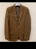 Vintage worsted wool Windowpane plaid brown classic jacket blazer 36R 36L