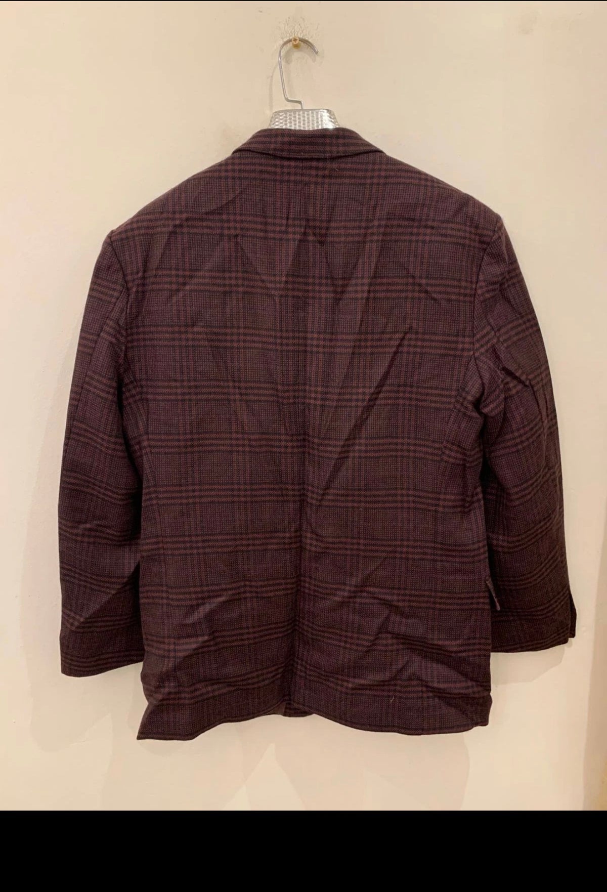 Vintage Angelo Litrico pure wool glen check classic burgundy jacket blazer 40R