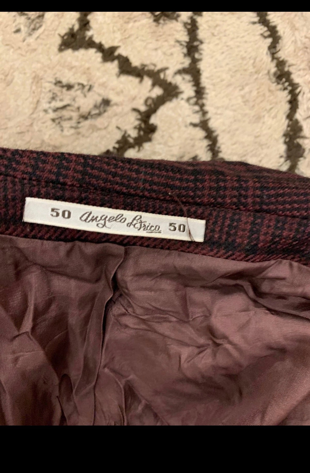 Vintage Angelo Litrico pure wool glen check classic burgundy jacket blazer 40R