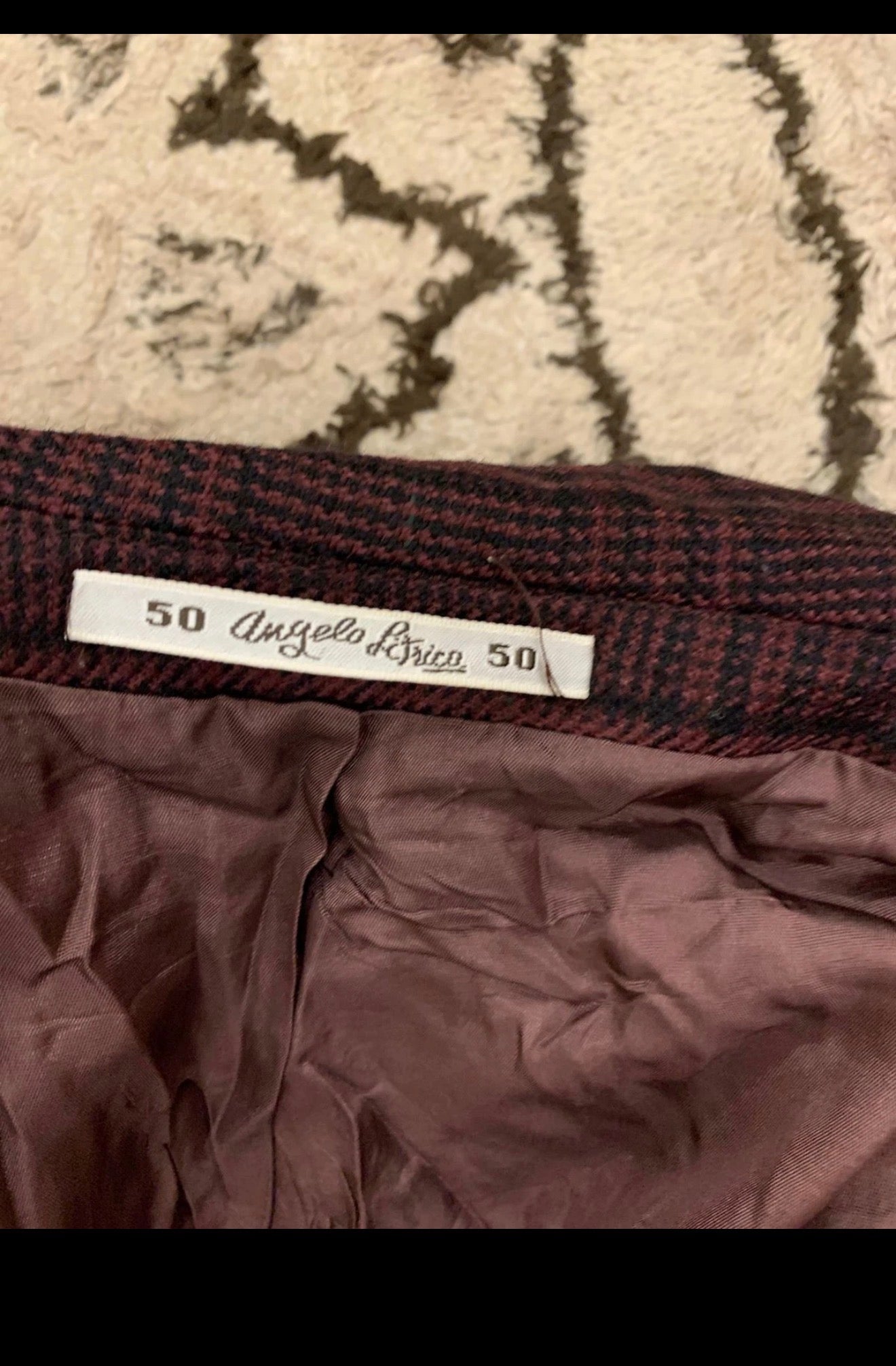Vintage Angelo Litrico pure wool glen check classic burgundy jacket blazer 40R