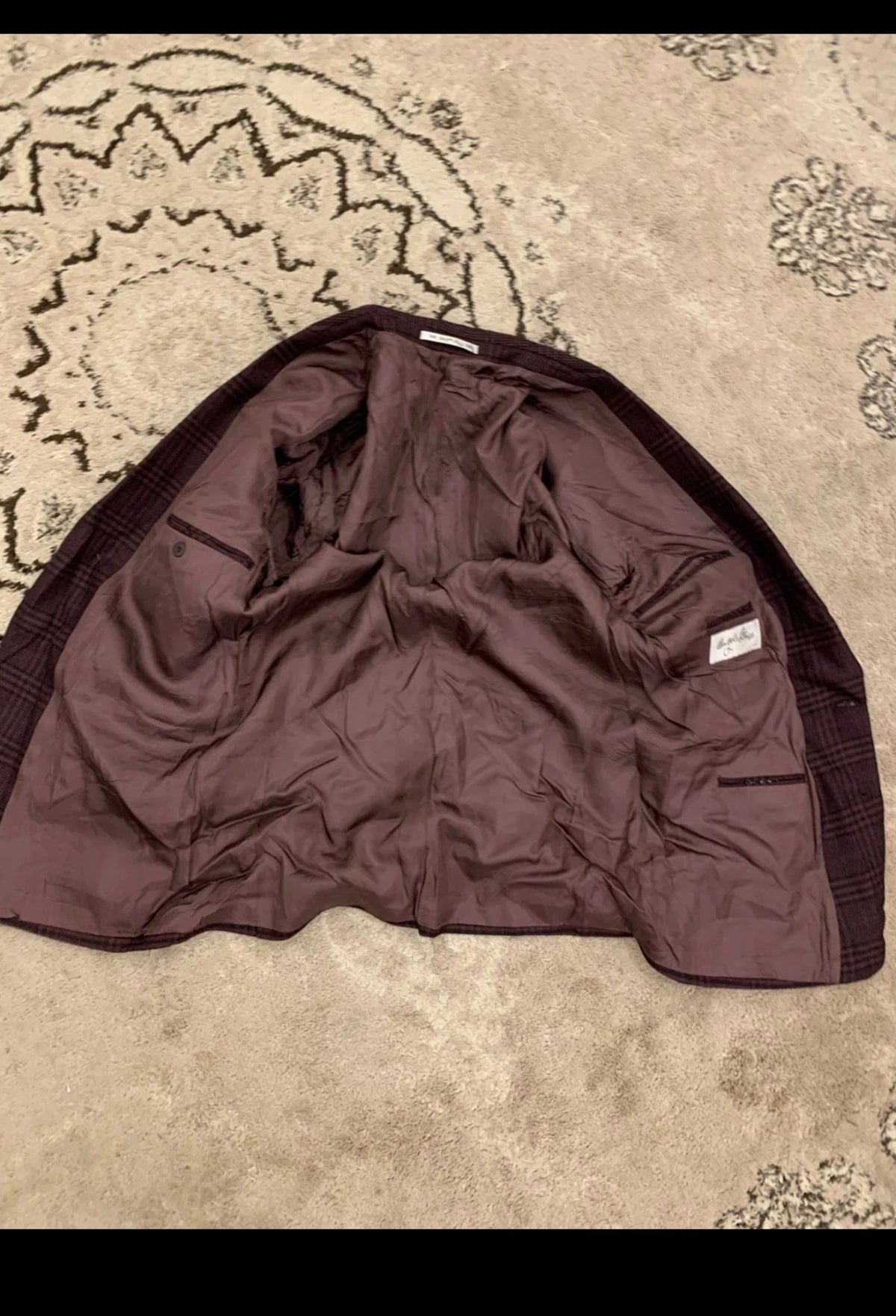 Vintage Angelo Litrico pure wool glen check classic burgundy jacket blazer 40R
