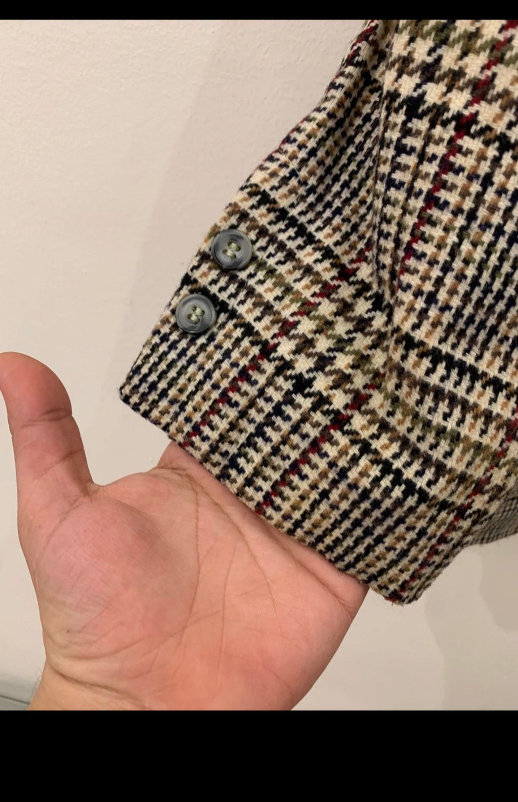 Vintage wool blend double breasted glen check brown jacket blazer 40 M 10