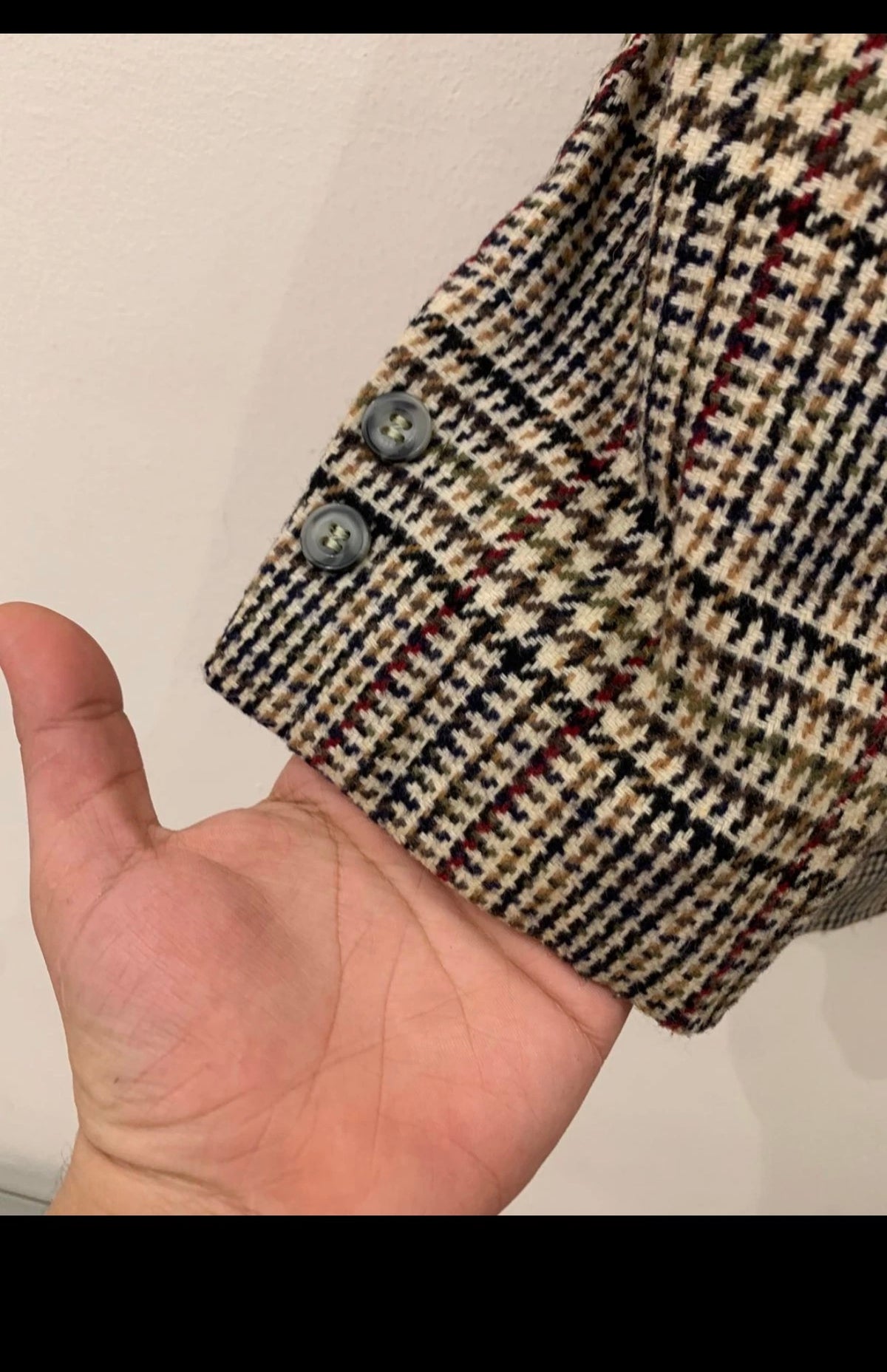 Vintage wool blend double breasted glen check brown jacket blazer 40 M 10