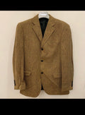 Vintage wool silk soft tweed golden brown classic jacket blazer 42R 42L