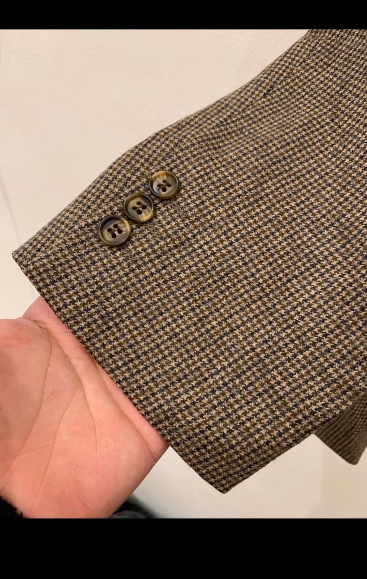 Vintage Hugo Boss pure wool houndstooth classic brown jacket blazer 40R 40L