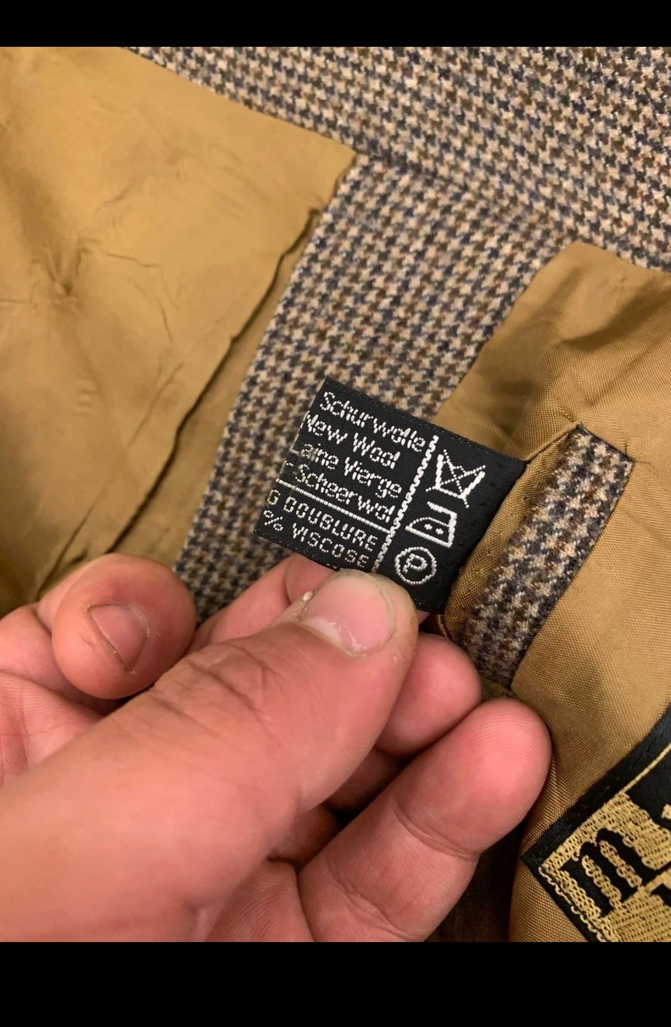 Vintage Hugo Boss pure wool houndstooth classic brown jacket blazer 40R 40L