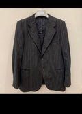 1970s vintage pure wool classic chalk stripe charcoal suit jacket blazer 40R 40L
