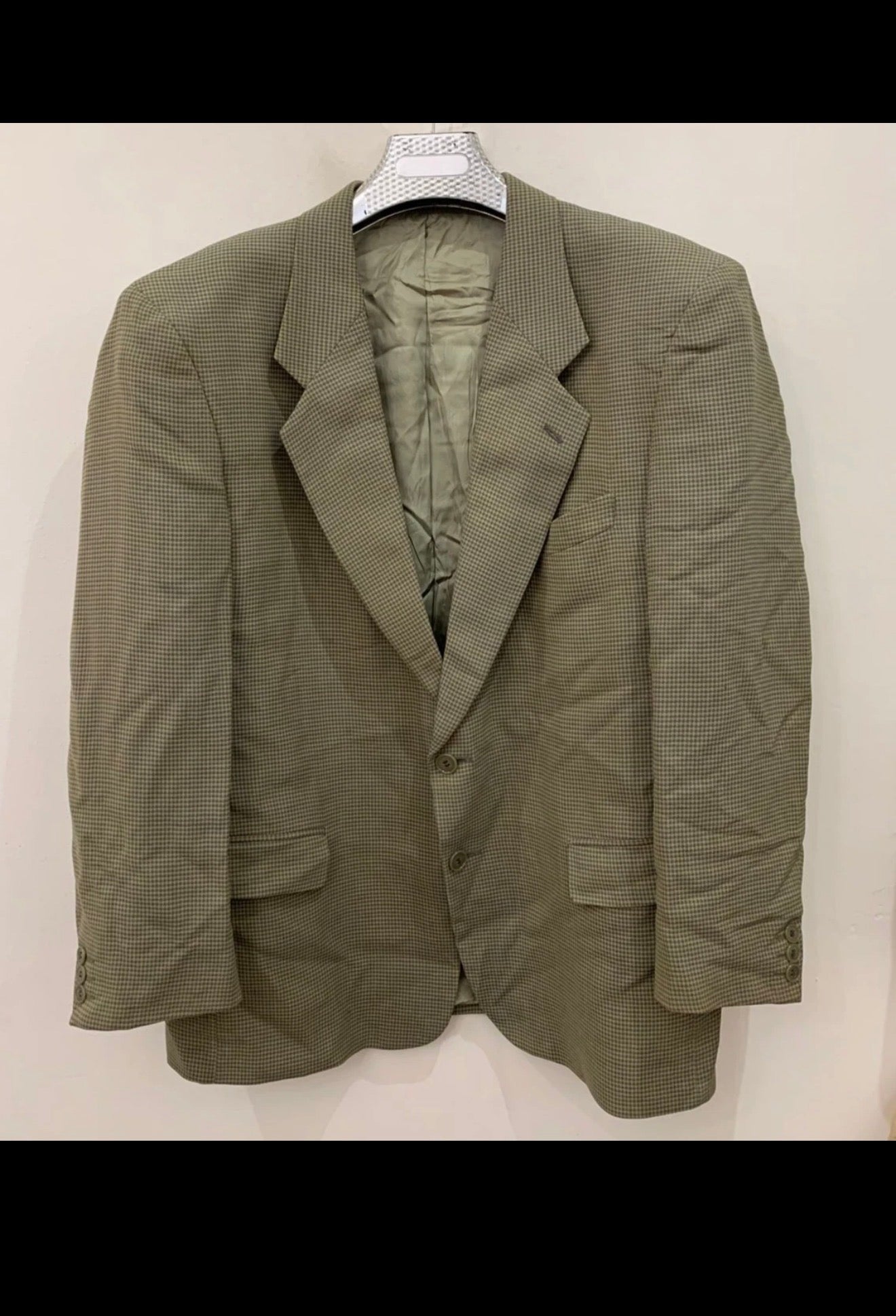 Vintage Avanzata houndstooth pure wool classic green hunting jacket blazer 44R