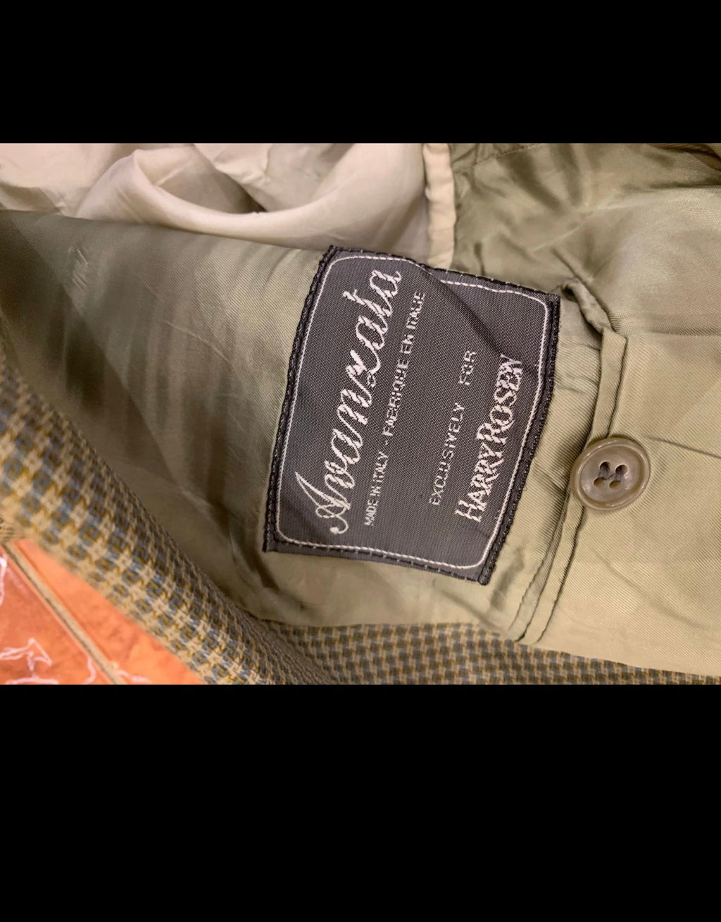 Vintage Avanzata houndstooth pure wool classic green hunting jacket blazer 44R