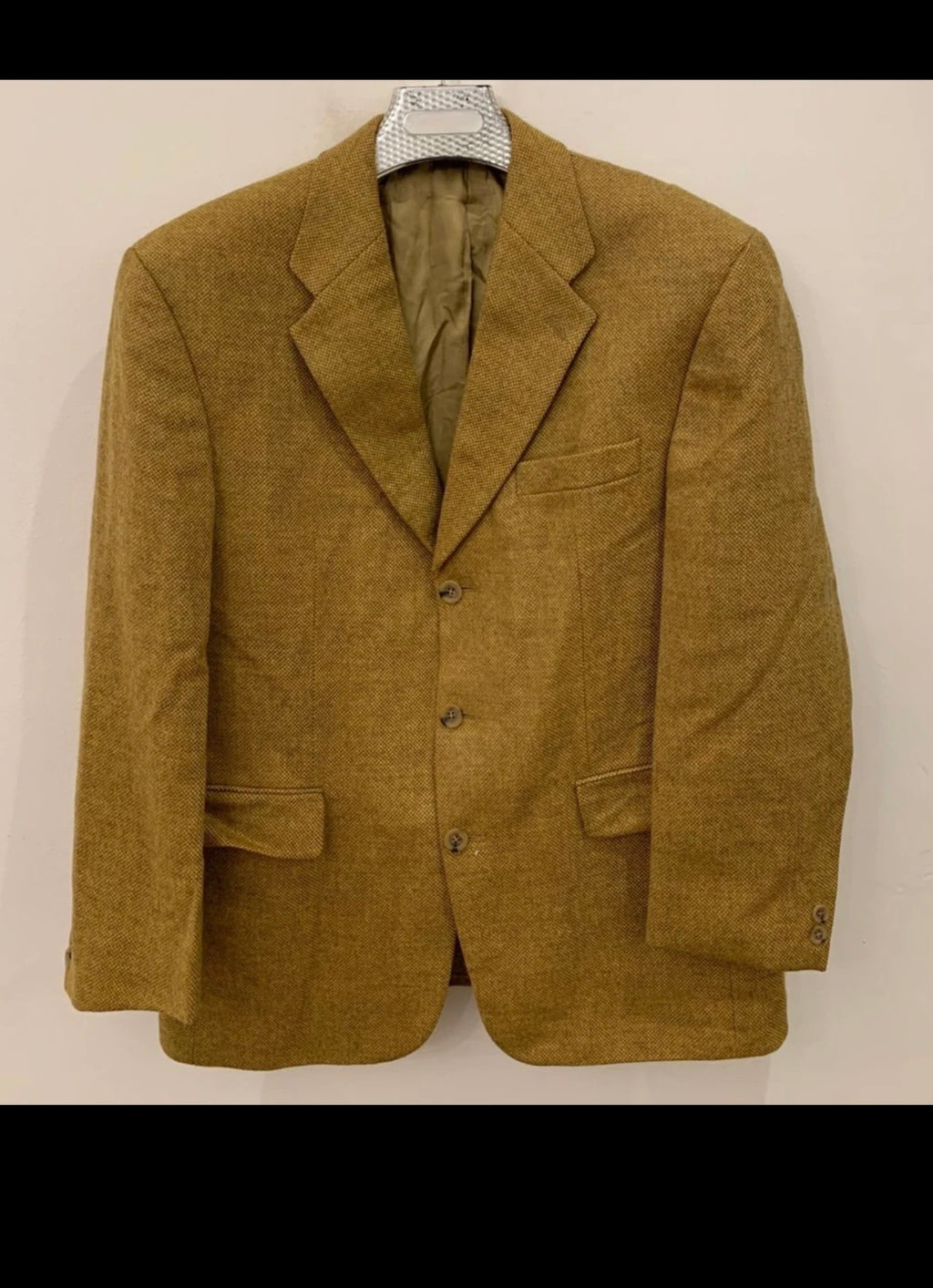 Vintage pure wool soft tweed golden brown classic jacket blazer 42R 42S