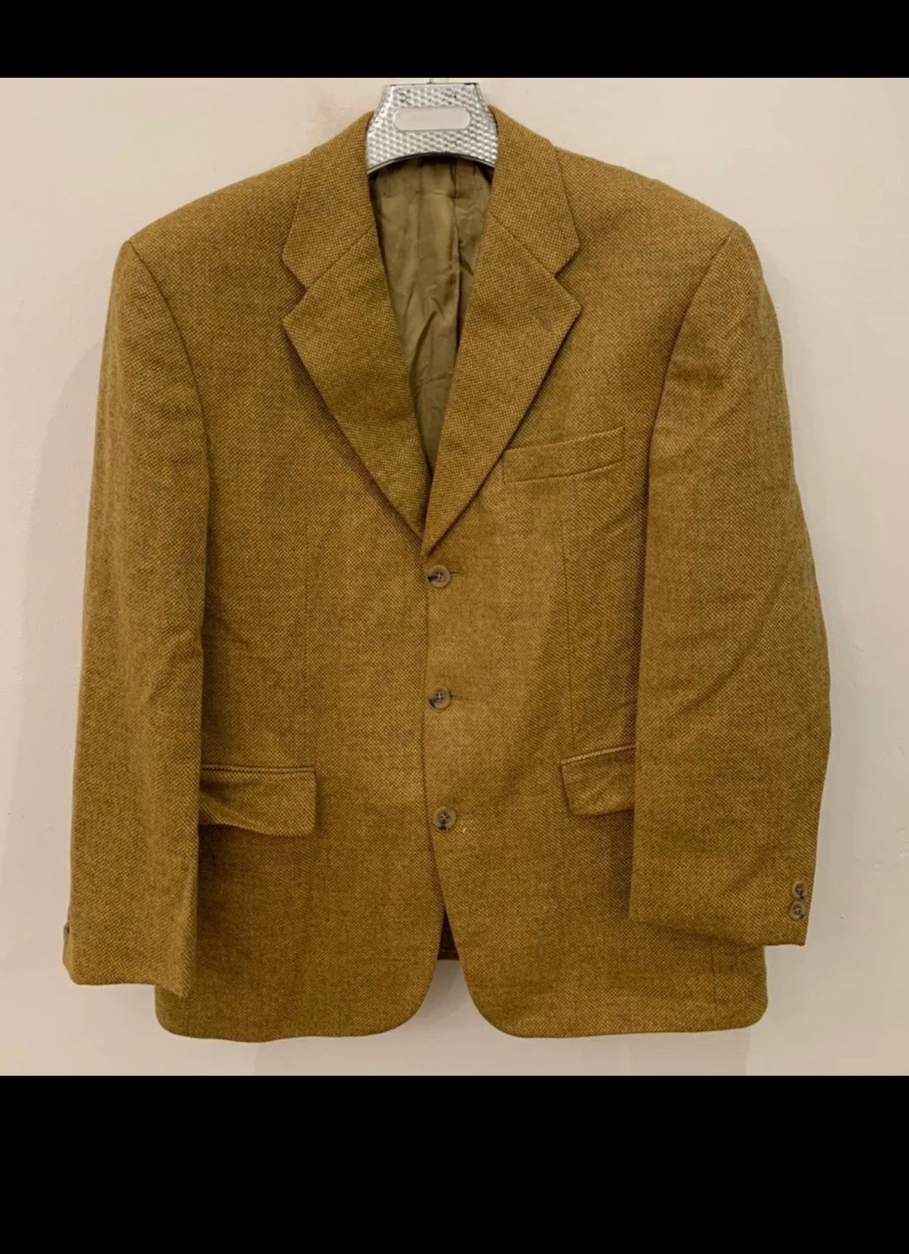 Vintage pure wool soft tweed golden brown classic jacket blazer 42R 42S