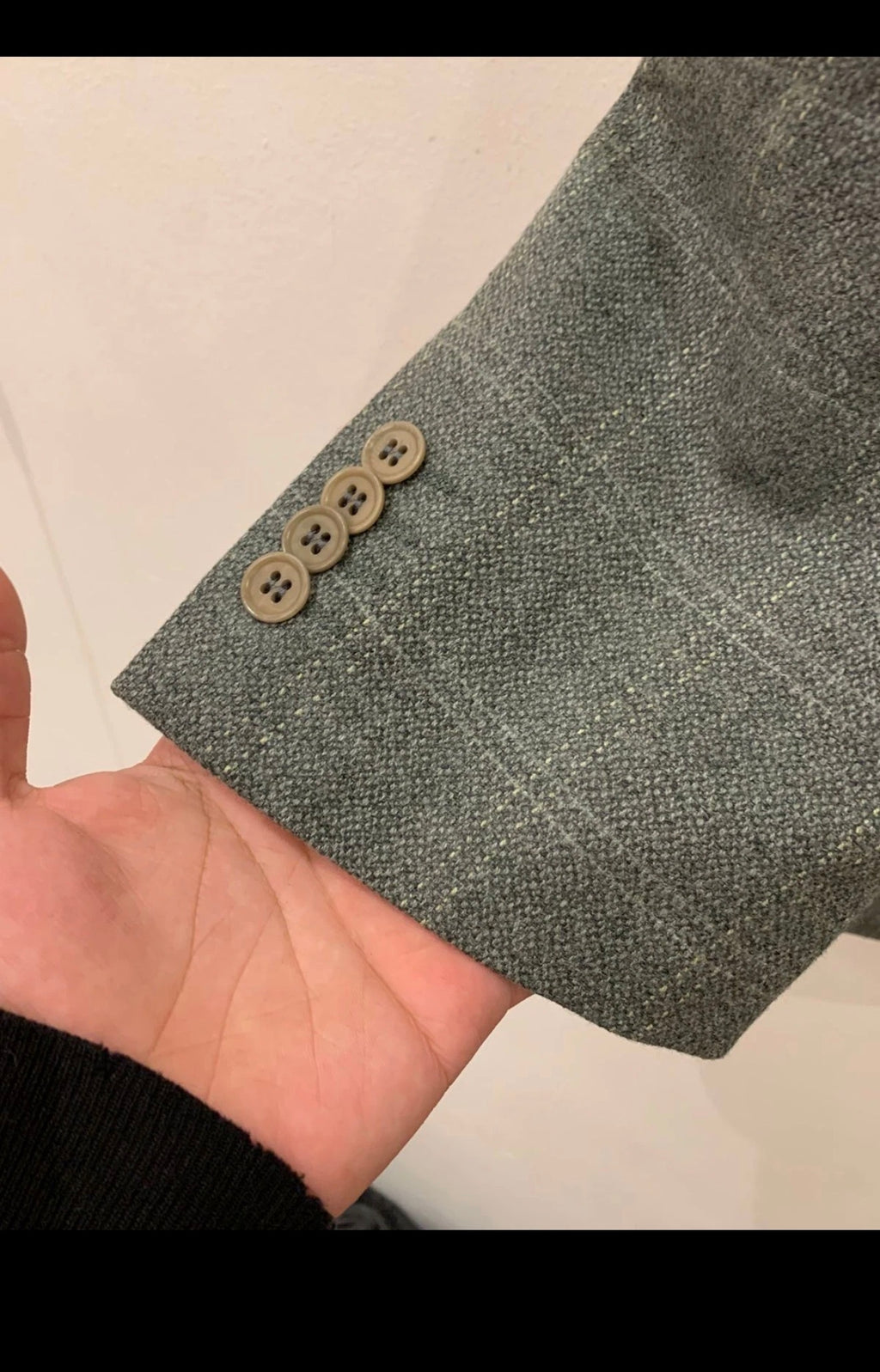 Vintage Roy Robson Loro Piana Wool Cashmere Windowpane green jacket blazer 44L