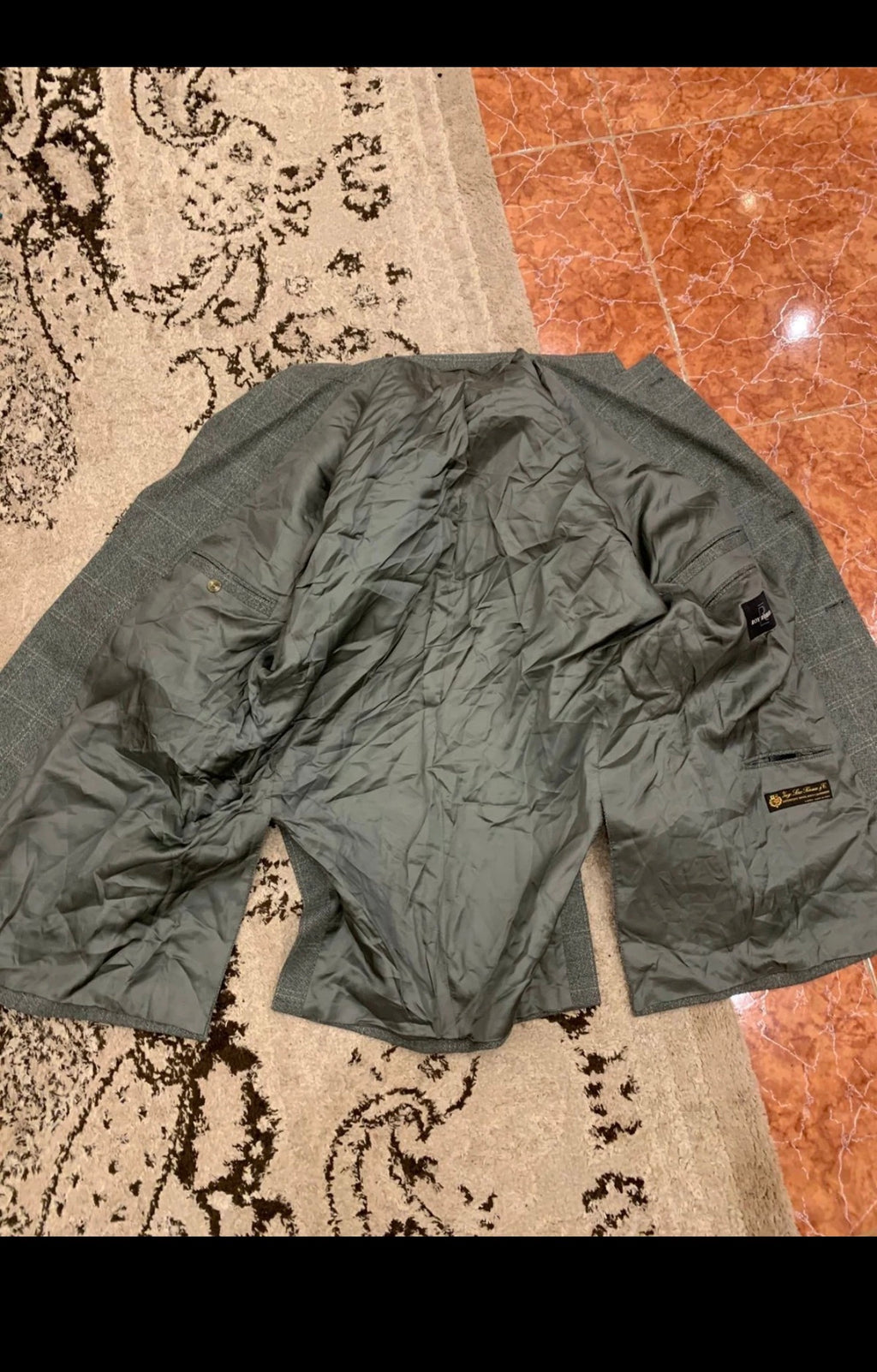 Vintage Roy Robson Loro Piana Wool Cashmere Windowpane green jacket blazer 44L