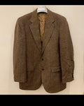 Vintage pure wool handwoven Tweed herringbone brown hunting jacket blazer 42R