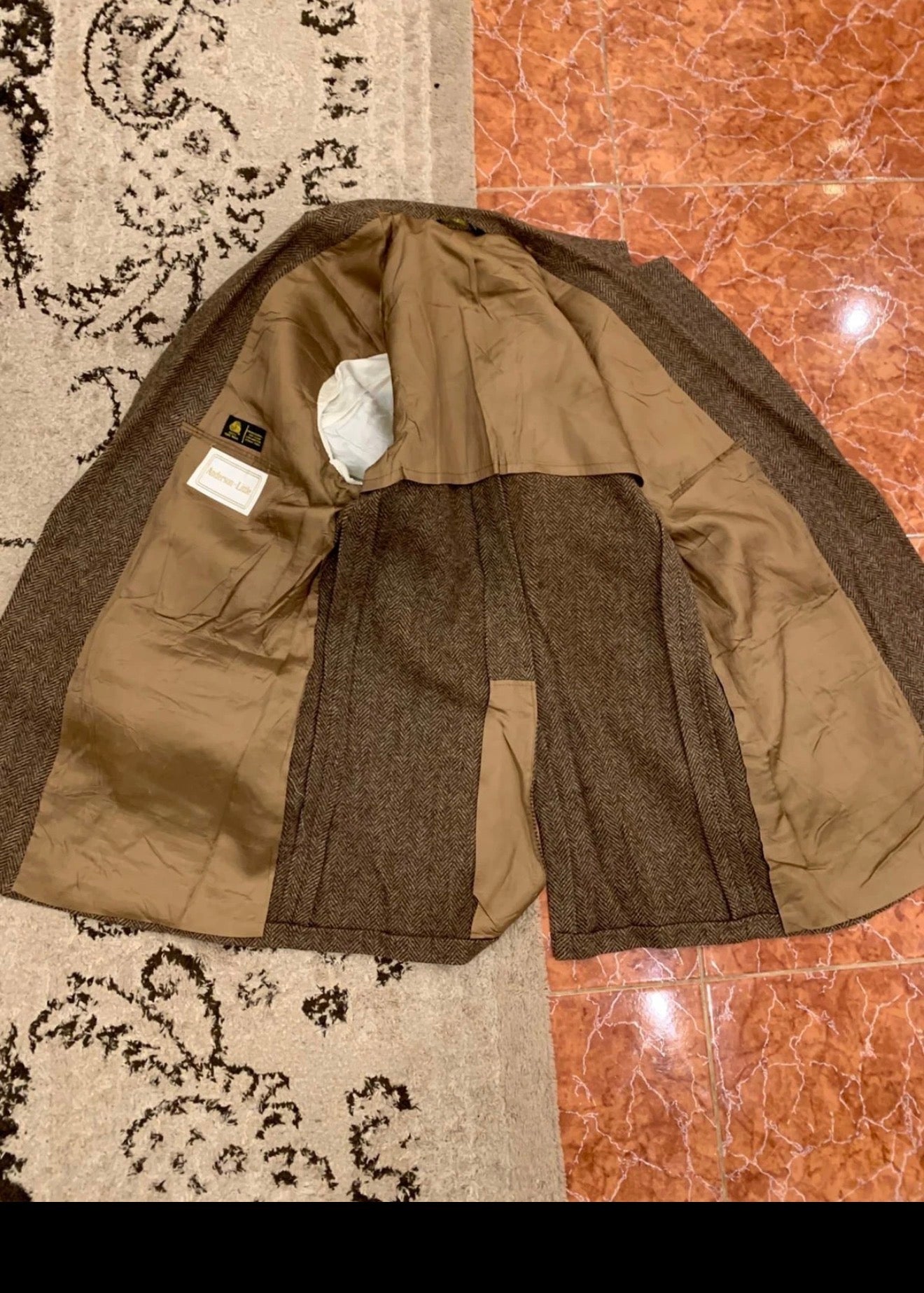 Vintage pure wool handwoven Tweed herringbone brown hunting jacket blazer 42R