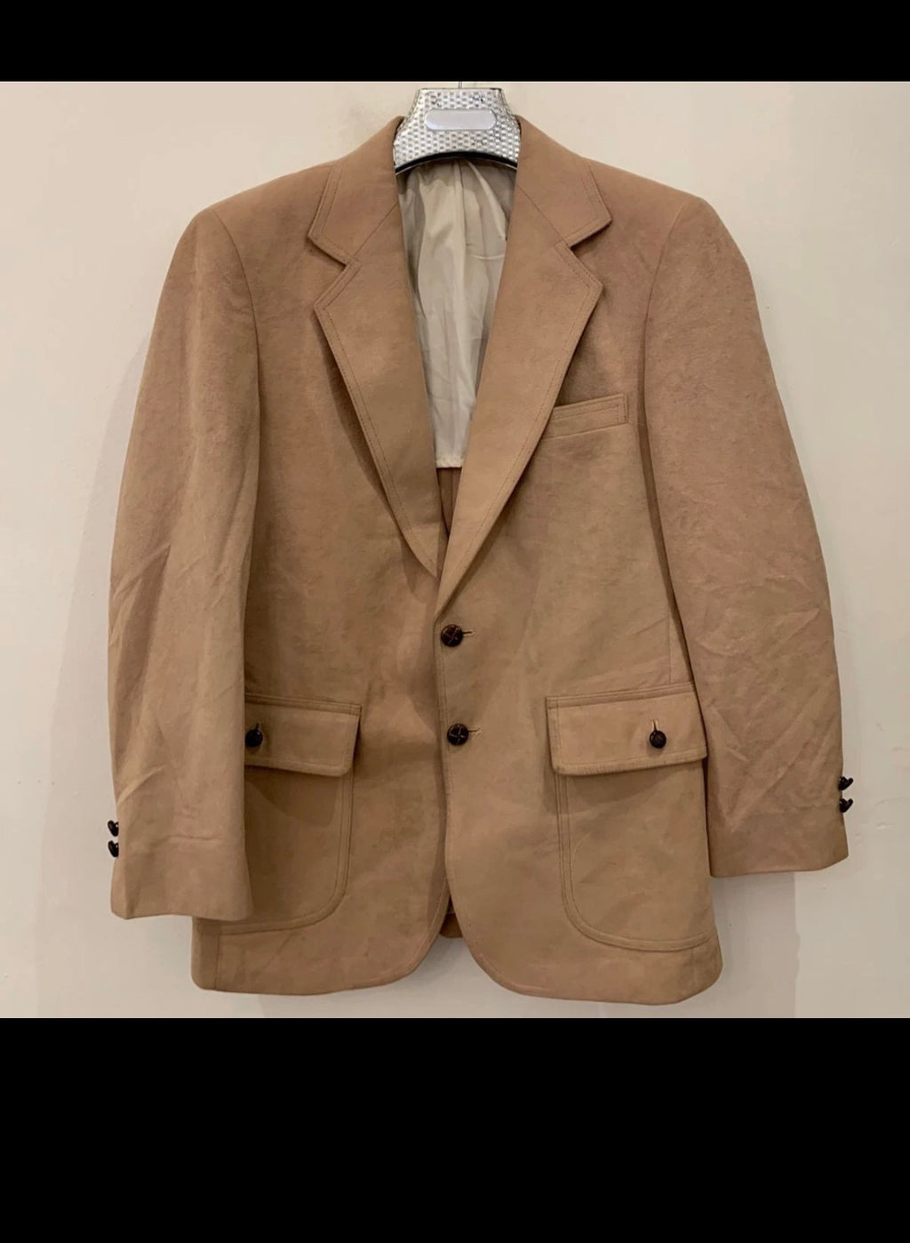 1970s vintage classic rockabilly disco camel beige suit jacket blazer 38R