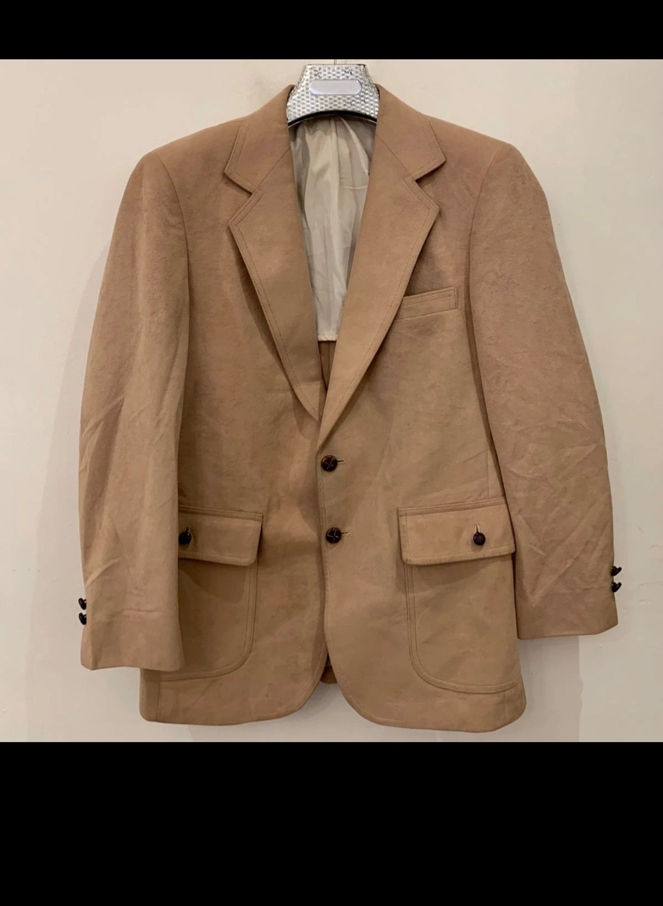 1970s vintage classic rockabilly disco camel beige suit jacket blazer 38R