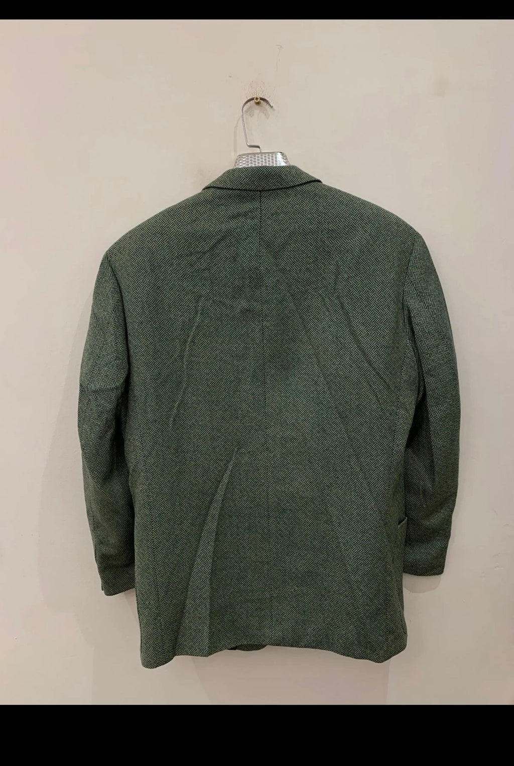 Vintage strellson pure wool herringbone green hunting jacket blazer 42R