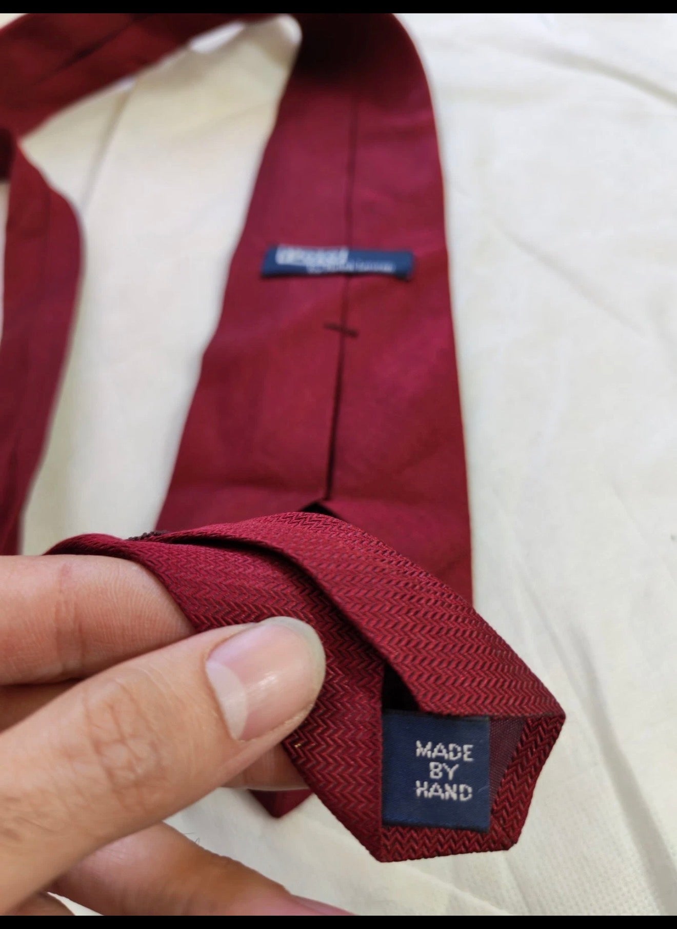 Vintage Polo Ralph Lauren 100% all silk luxury burgundy herringbone neck tie