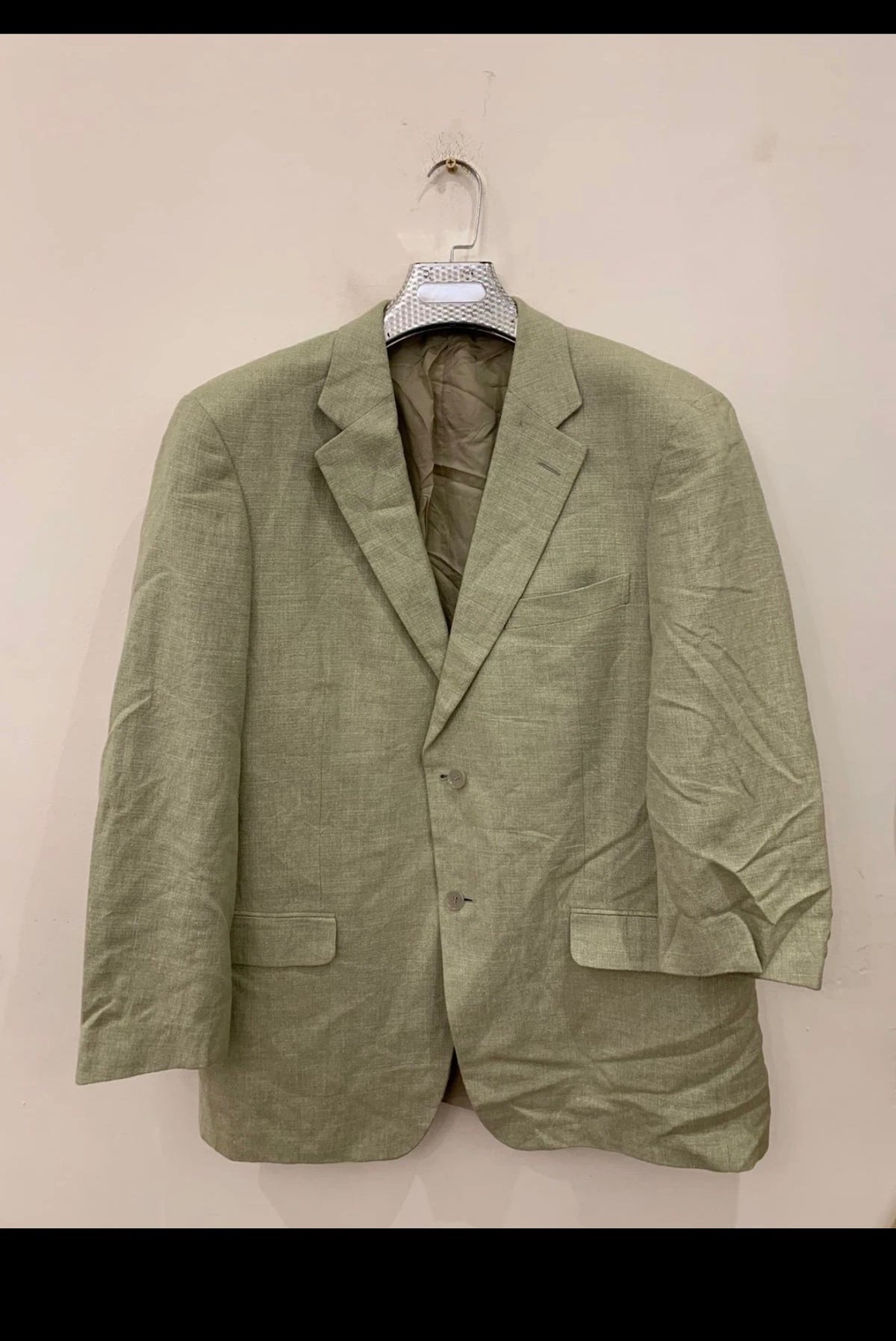 Vintage Ermenegildo Zegna Soft Silk Cotton Linen green jacket blazer 44S