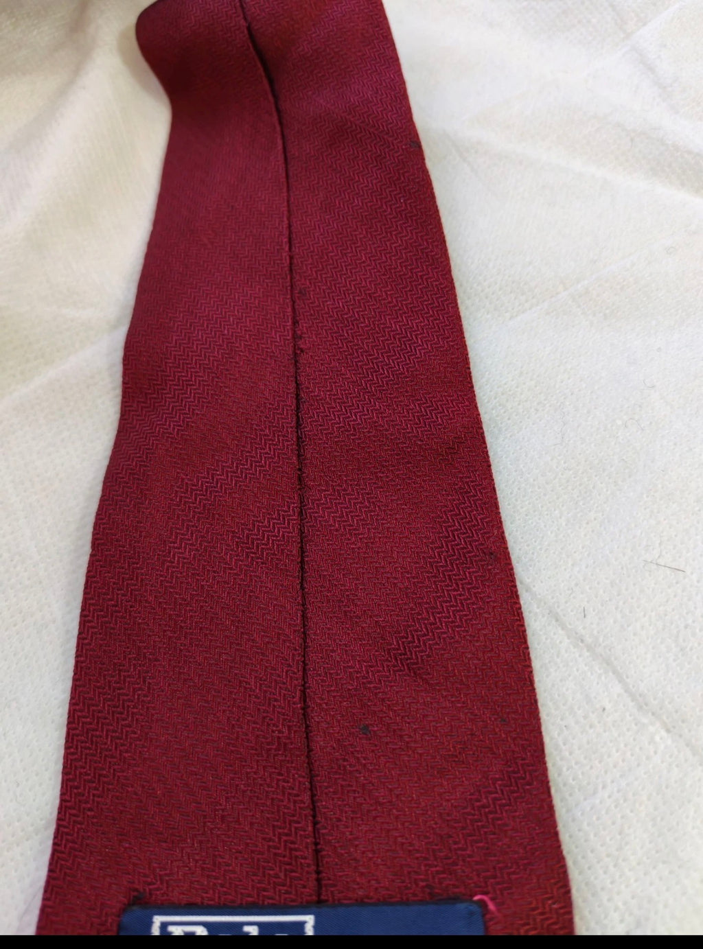 Vintage Polo Ralph Lauren 100% all silk luxury burgundy herringbone neck tie