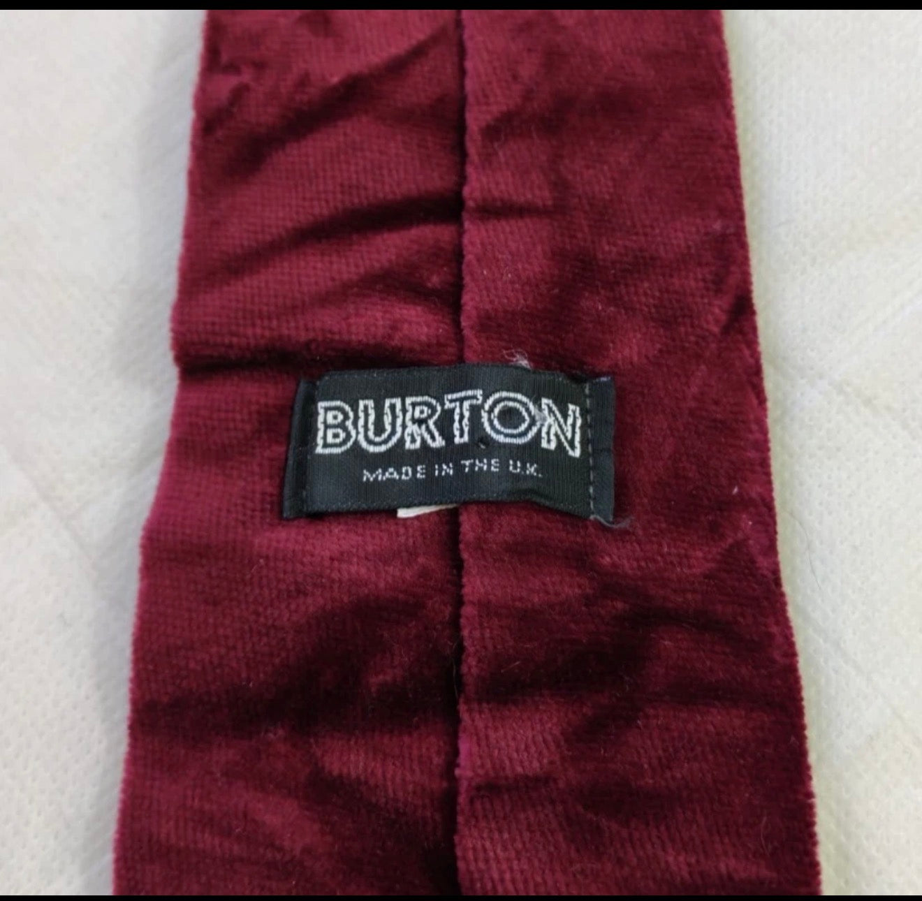 Vintage Burton classic 100% cotton velvet luxury burgundy neck tie