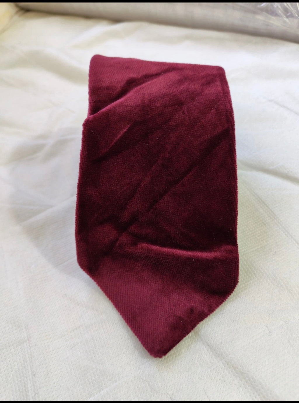 Vintage Burton classic 100% cotton velvet luxury burgundy neck tie