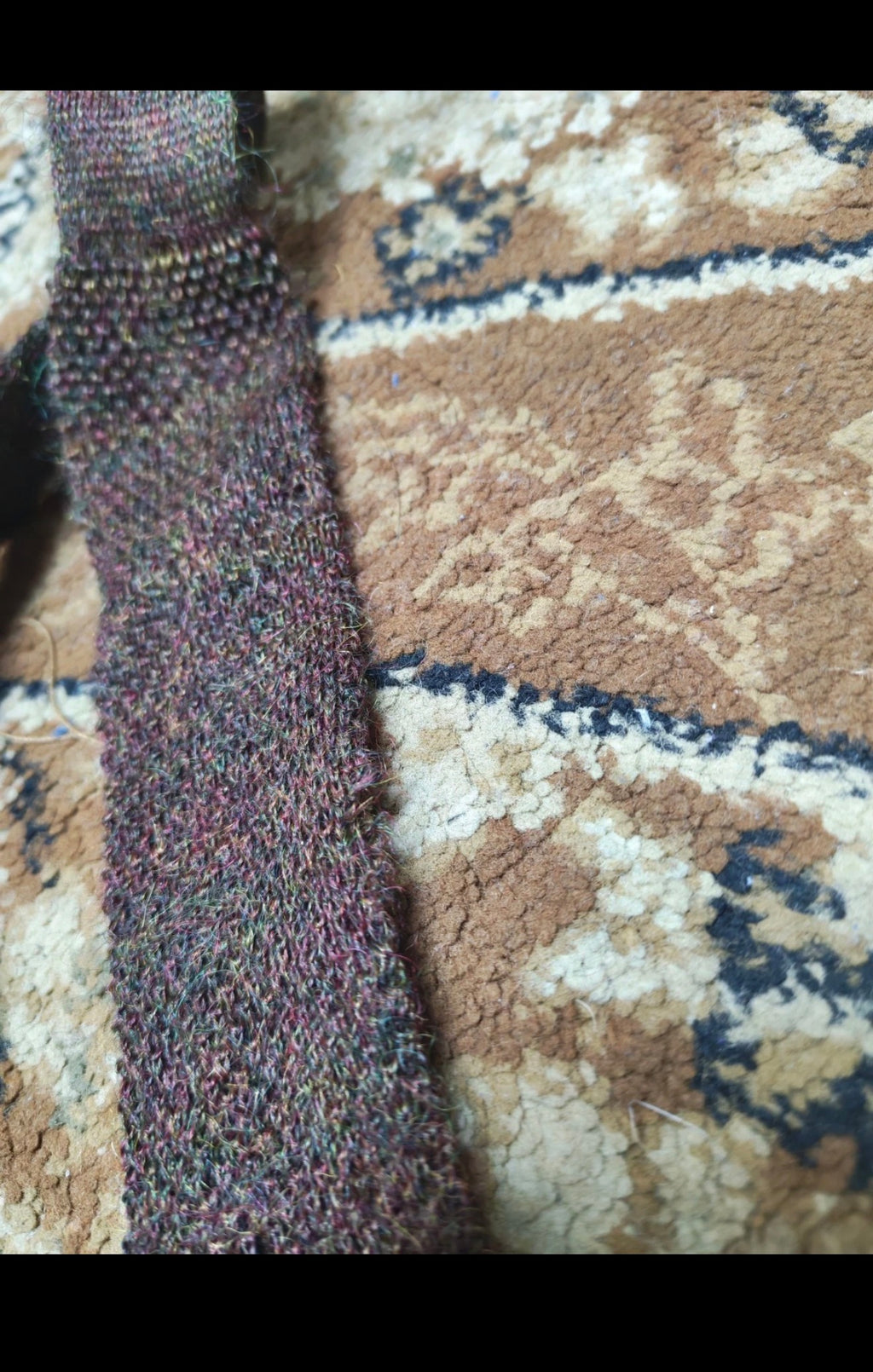 Vintage 100% pure wool tweed luxury square cut knitted brown green neck tie