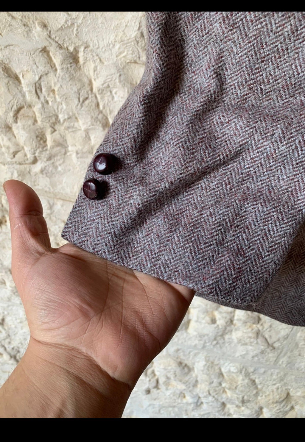 Vintage pure wool Tweed herringbone brown classic hunting jacket blazer 42R