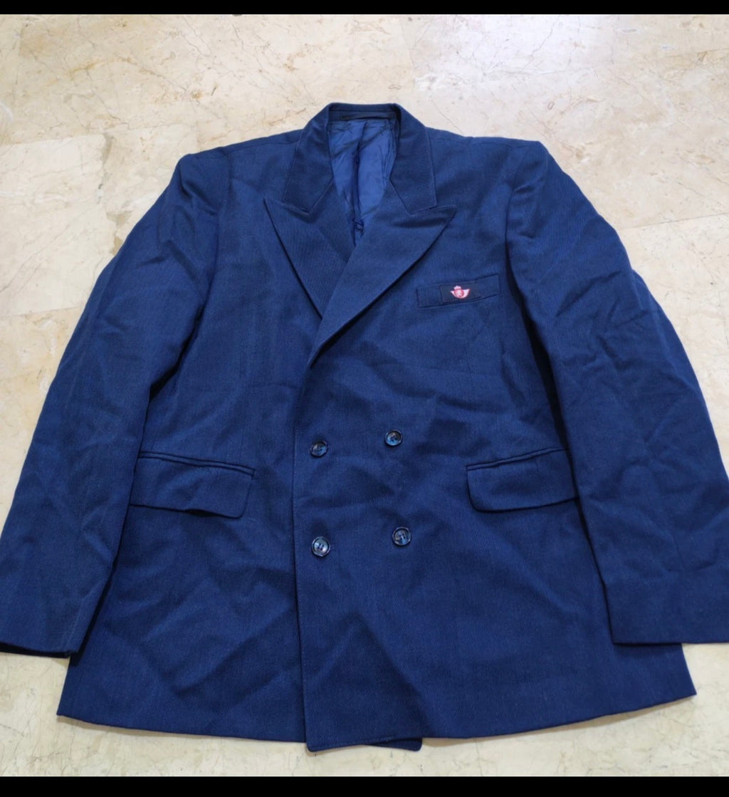 Vintage worsted wool double breasted navy classic jacket blazer 42R