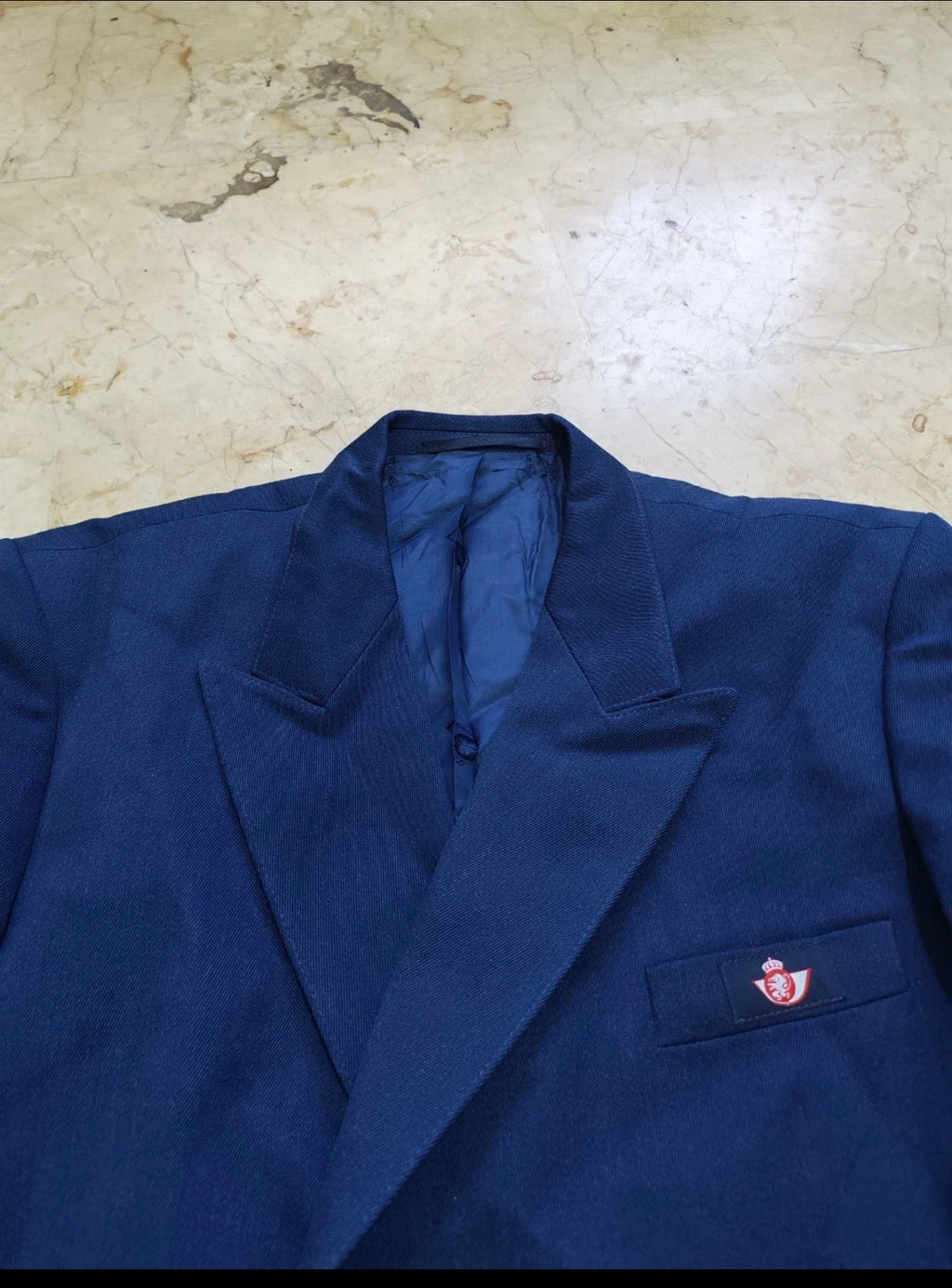Vintage worsted wool double breasted navy classic jacket blazer 42R