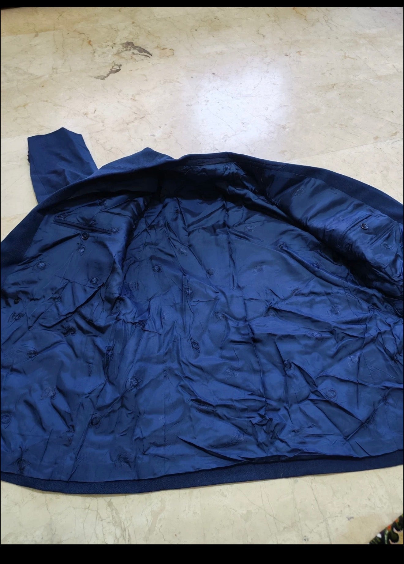 Vintage worsted wool double breasted navy classic jacket blazer 42R