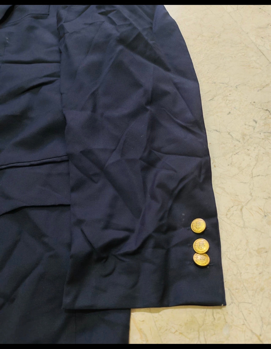 Vintage Scabal super 100s double breasted gold button navy jacket blazer 40R