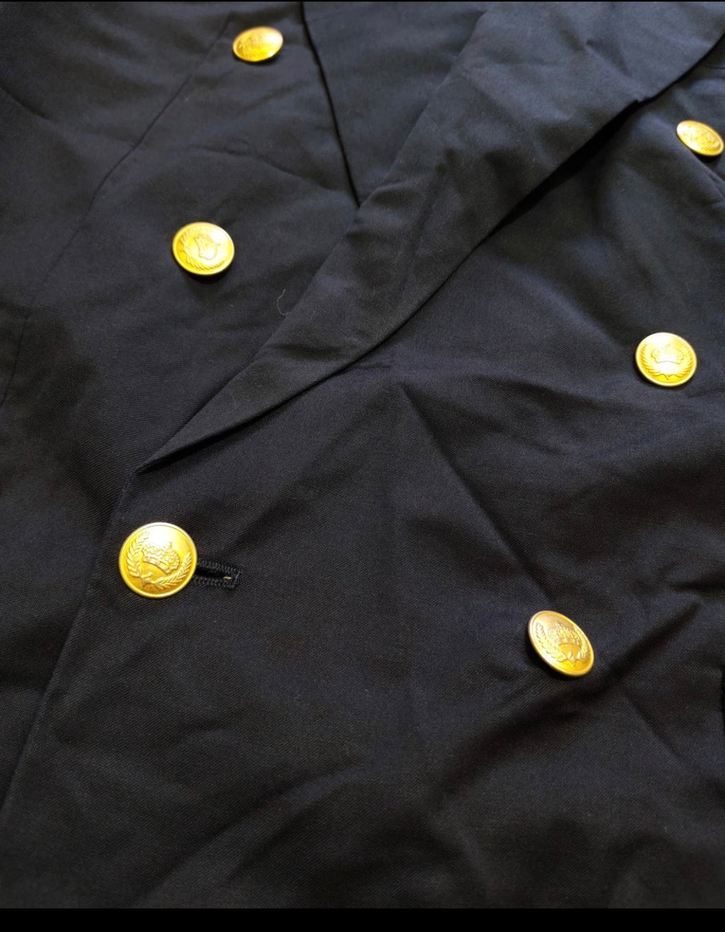 Vintage Scabal super 100s double breasted gold button navy jacket blazer 40R