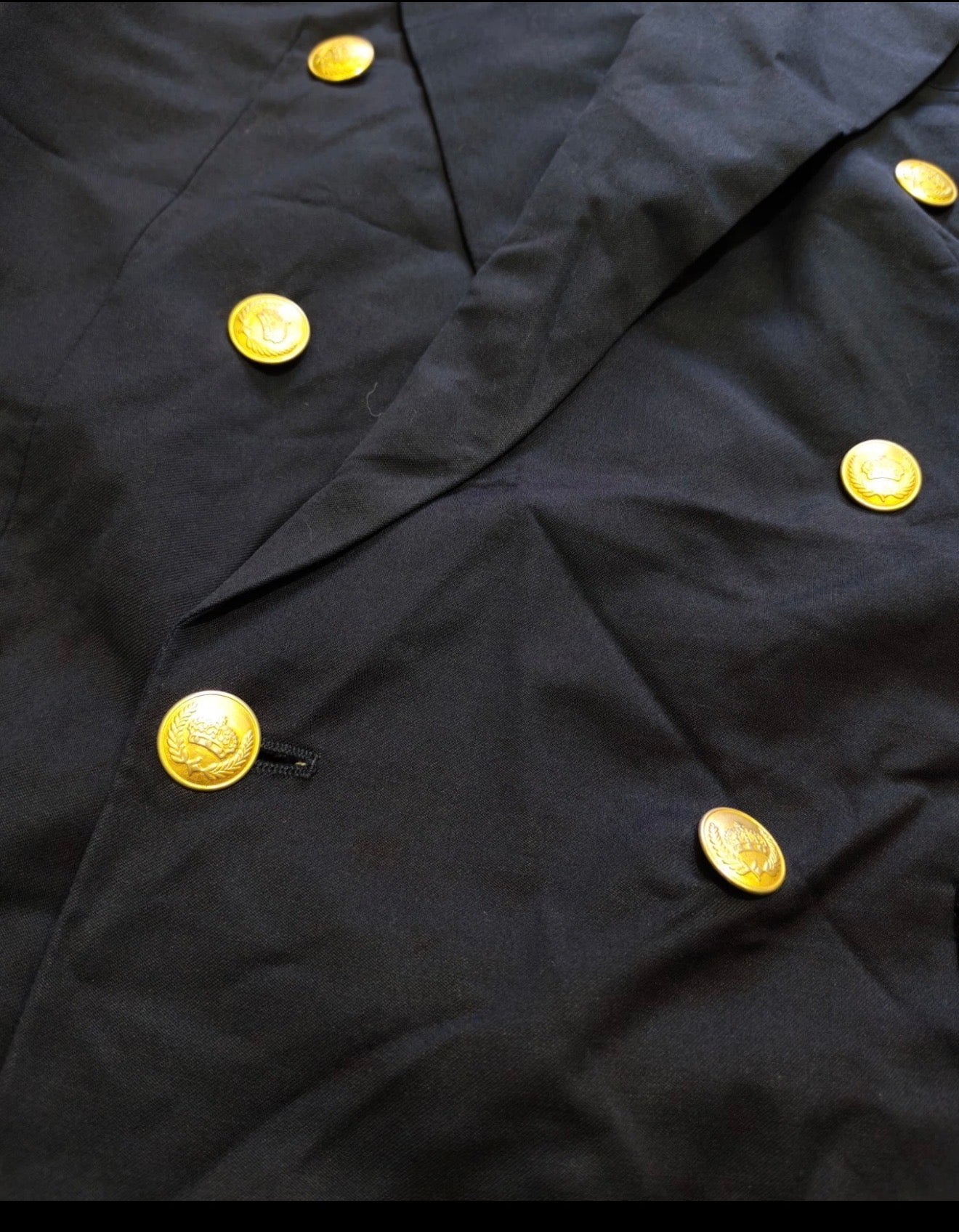 Vintage Scabal super 100s double breasted gold button navy jacket blazer 40R